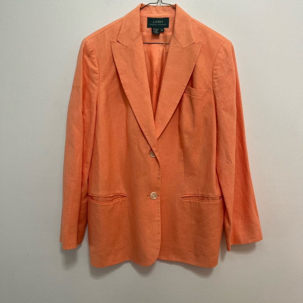 Lauren Ralph Lauren Vibrant Orange Lightweight Linen Blazer